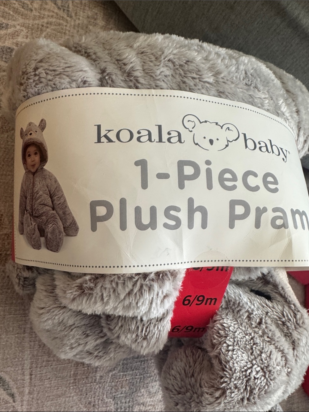 Koala Kids Gray Plush 1-Piece Sleep Sack 6-9m